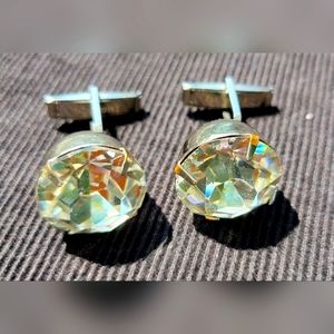 Vintage 1950's giant rhinestone cufflinks